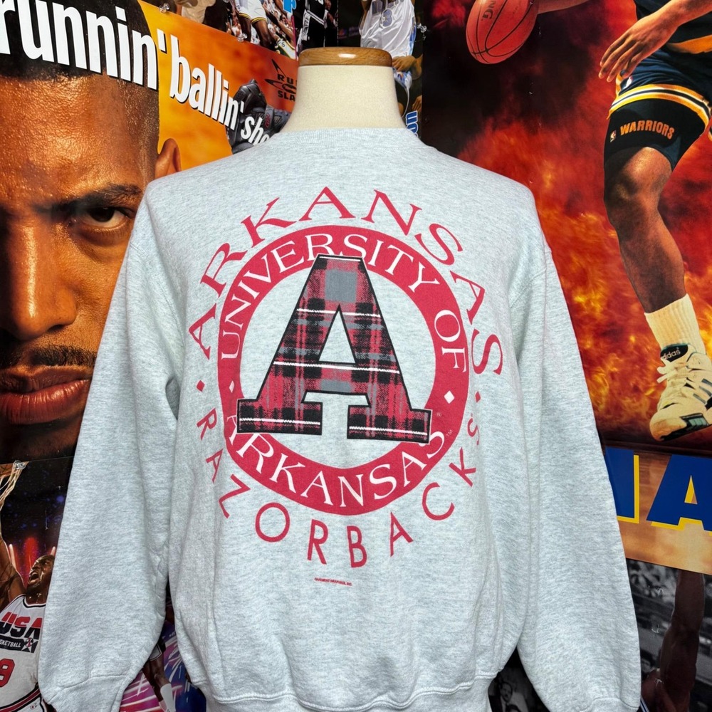 Vintage 90s Arkansas Razorbacks NCAA Collegiate Sweatshirt FOTL Sz XL